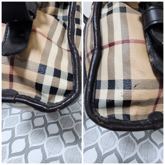Authentic Burberry Haymarket Check Portrait Minford Tote Bag Beige/Chocolate Bro - Picture 11 of 16